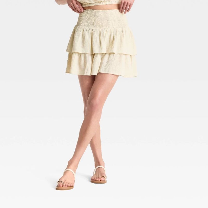Photo 1 of (XL) Women's Ruffle Mini a-Line Skirt - Universal Thread™ Tan XL
