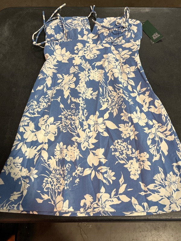Photo 1 of ( XS) Women's Keyhole Mini Empire Waist Dress - Wild Fable™ Blue Floral XS