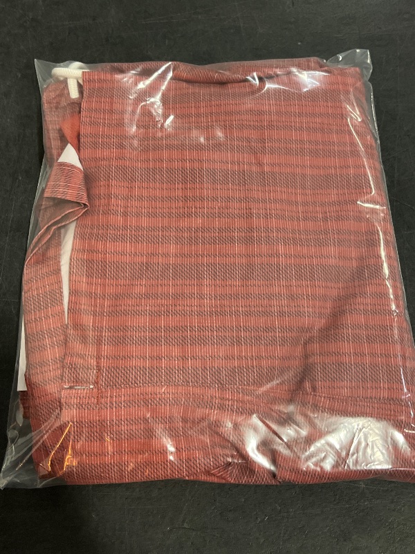 Photo 1 of (XL) Men's 5" Striped Swim Shorts - Goodfellow & Co™ Dark Red XL: Recycled Polyester, Spandex, UPF 50+, Built-in Brief
