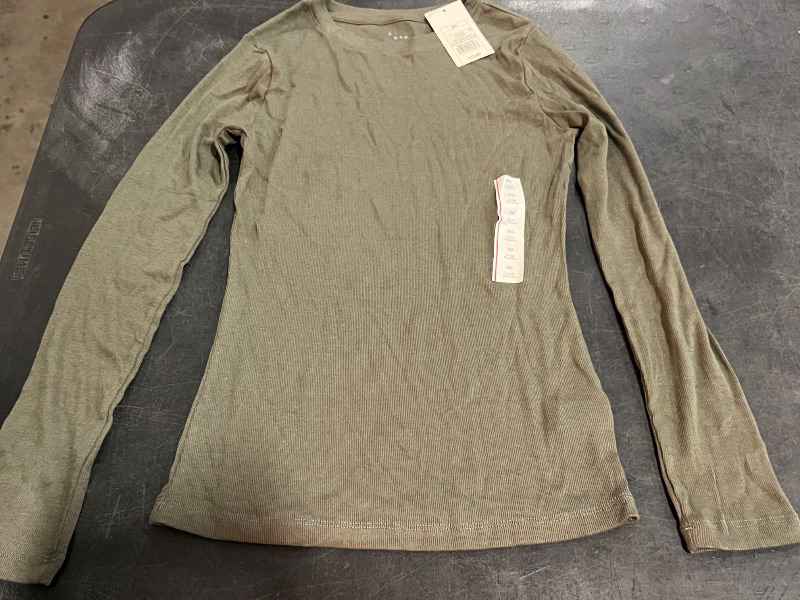 Photo 1 of (XS) Women's Long Sleeve Ribbed T-Shirt - a New Day™ Olive XS
