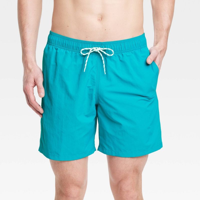 Photo 1 of (M) Men's 7" Swim Trunks - Goodfellow & Co™ Aqua Blue M