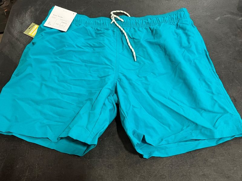 Photo 1 of (L) Men's 7" Swim Shorts - Goodfellow & Co Aqua Blue L
