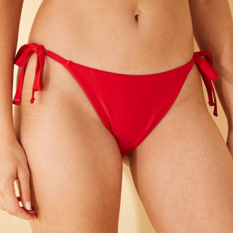 Photo 1 of (M) Women's Side-Tie High Leg Medium Coverage Bikini Bottom - Shade & Shore Red M
