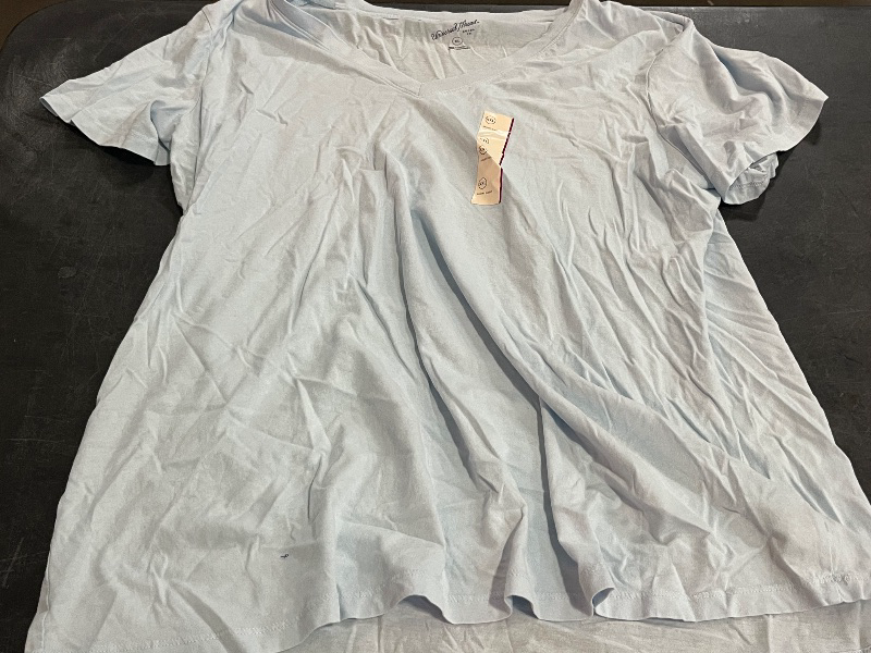 Photo 1 of (XXL) Women's Short Sleeve V-Neck T-Shirt - Universal Thread™ Light Blue XXL: Relaxed Fit, Jersey, Pullover
