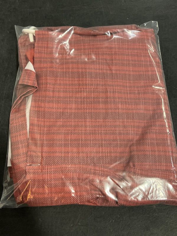 Photo 1 of (XL) Men's 5" Striped Swim Shorts - Goodfellow & Co™ Dark Red XL: Recycled Polyester, Spandex, UPF 50+, Built-in Brief
