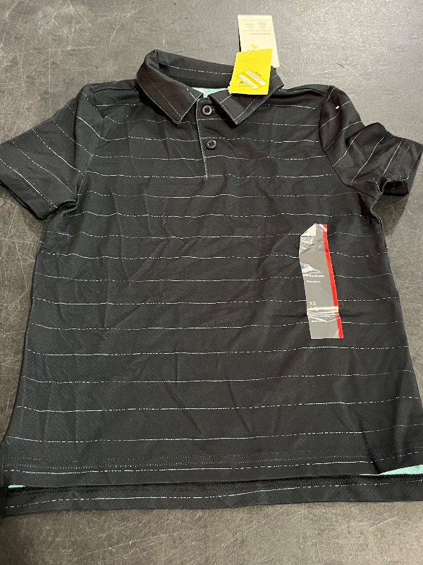 View 2 of (XS) Boys' Textured Polo Shirt - All in Motion™ Black XS: Fit, Recycled Polyester, Short Sleeve, Jacquard Knit