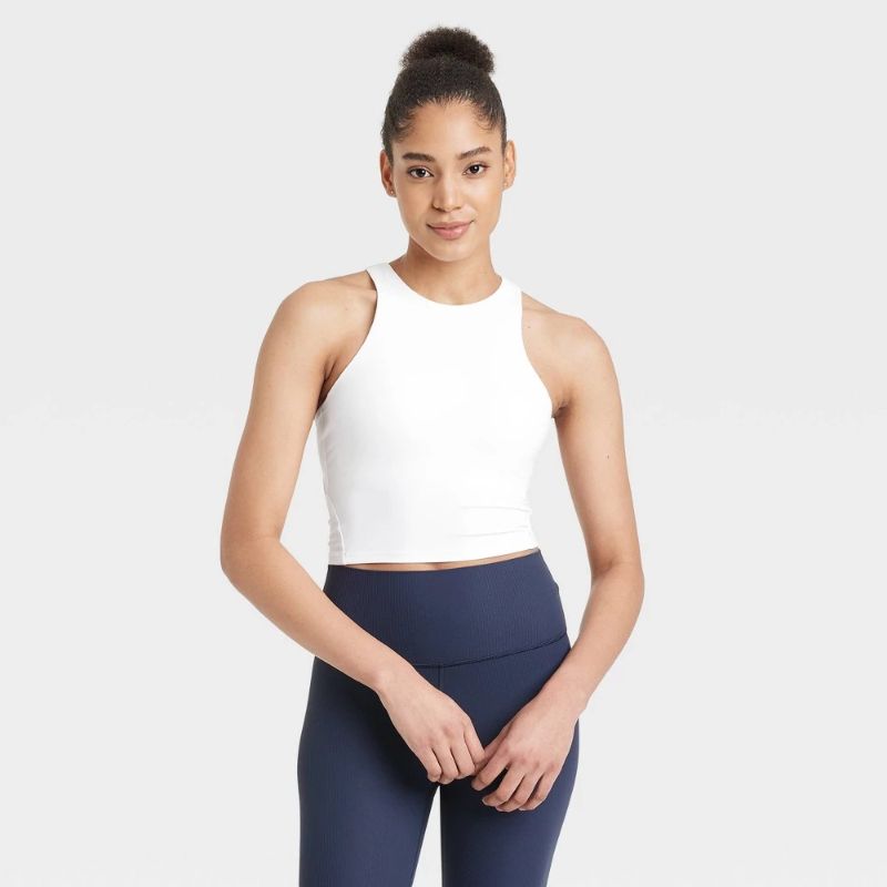 Photo 1 of (XXL) Women's Everyday Soft High Neck Cropped Support Tank Top - All in Motion™ White XXL
