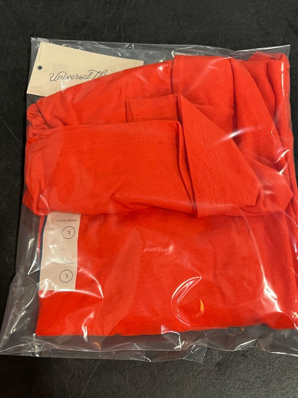 Photo 1 of (L) Women's Fitted Short Sleeve V-Neck T-Shirt - Universal Thread™ Tomato Red L

