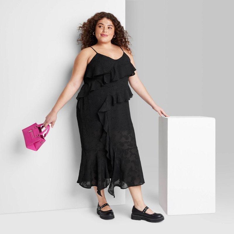 Photo 1 of 4X Women's Ruffle MIDI Dress - Wild Fable™ Black 4X