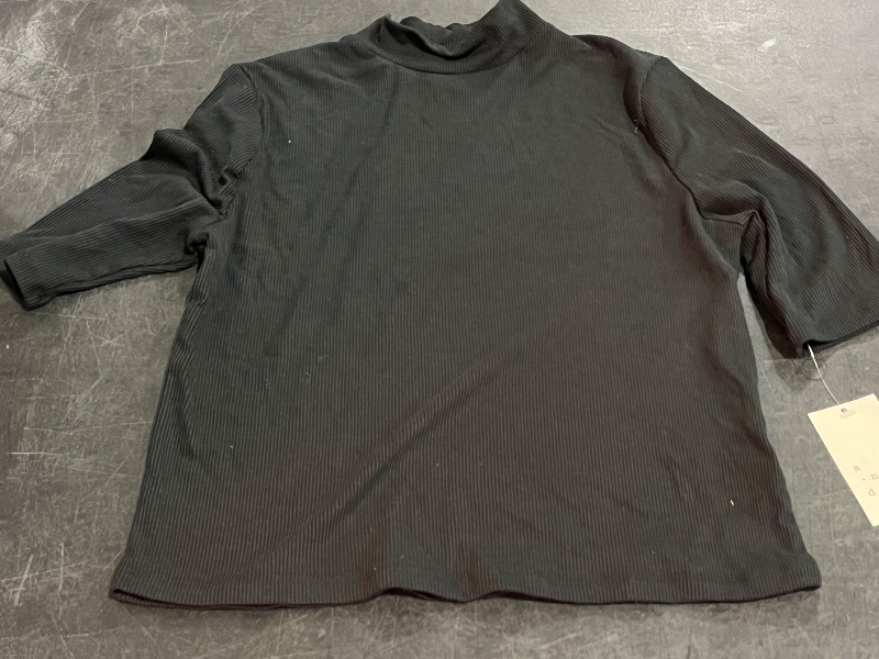 Photo 1 of (M) Women's Elbow Sleeve Mock Turtleneck Ribbed T-Shirt - a New Day™ Black M
