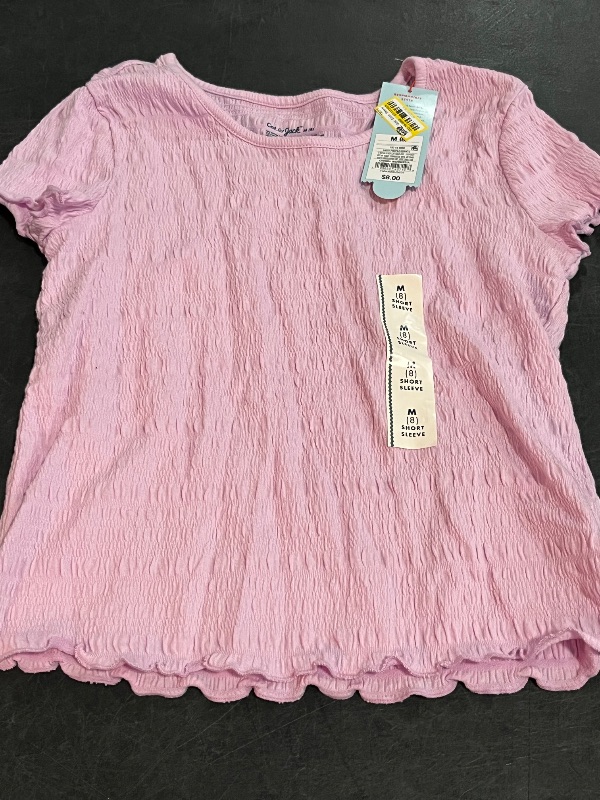 Photo 1 of (M) Girls' Short Sleeve Textured T-Shirt - Cat & Jack™ Light Purple M: Jacquard Knit, Pullover