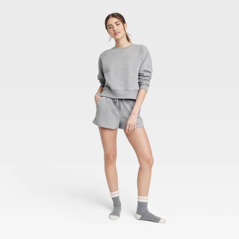 Photo 1 of (L) Women's Fleece Lounge Shorts - Colsie™ Gray L: Midweight, Side Pocket, Elastic Waistband
