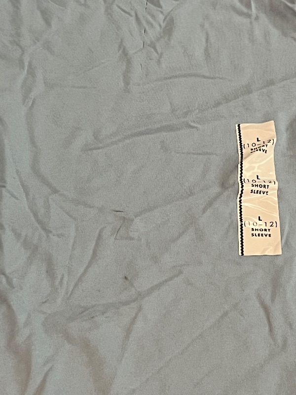 View 3 of (L) Girls' Short Sleeve Solid T-Shirt - Cat & Jack™ Blue L: Cotton Blend, Recycled Polyester, Crew Neck, Tagless, Jersey Fabric
