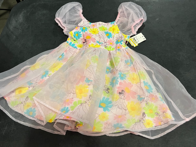 View 2 of 3T Toddler Girls' Disney Princess Floral Tulle Dress - Light Blue 3T