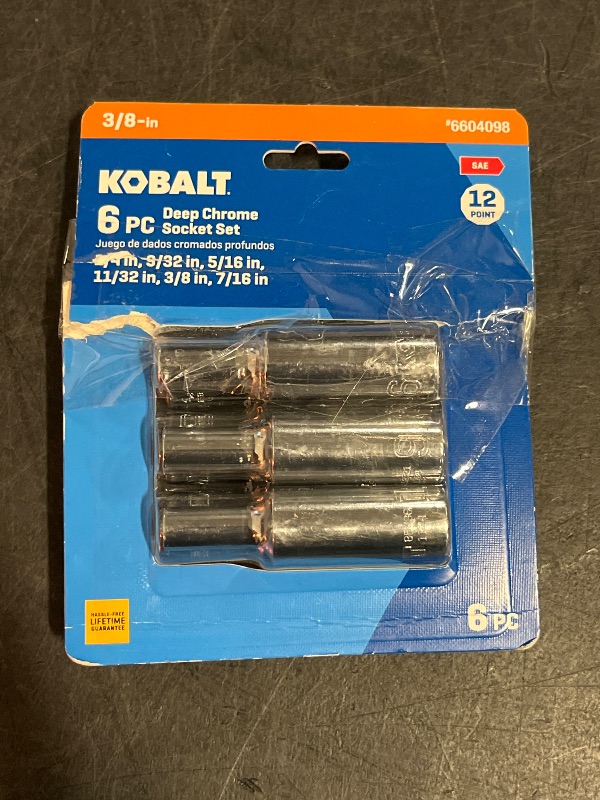 Photo 1 of Kobalt 3/8-in Drive Standard (SAE) Deep Socket Set 6 -Pieces
