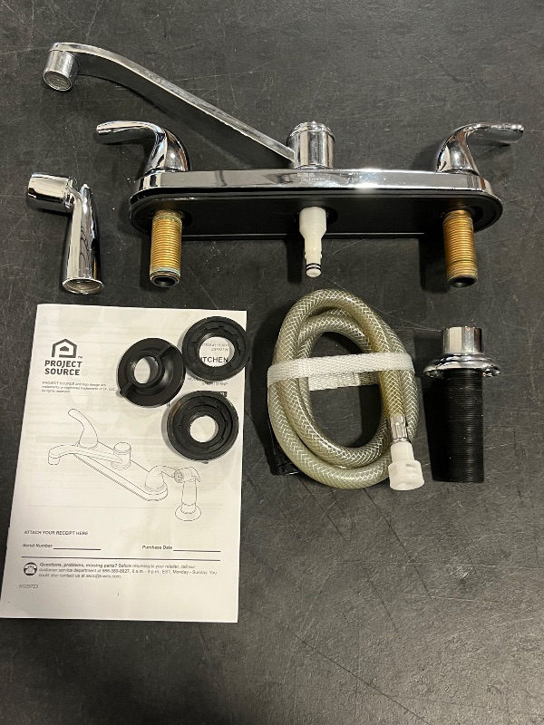 Photo 1 of Project Source Dover Chrome Double Handle Deck- Mount Kitchen Faucet