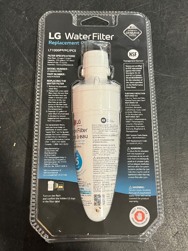 Photo 1 of LG Twist-in Refrigerator Water Filter Genuine NSF-Certified LT1000PC
