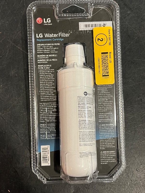 Photo 1 of LG Twist-in Refrigerator Water Filter Genuine NSF-Certified LT1000PC
