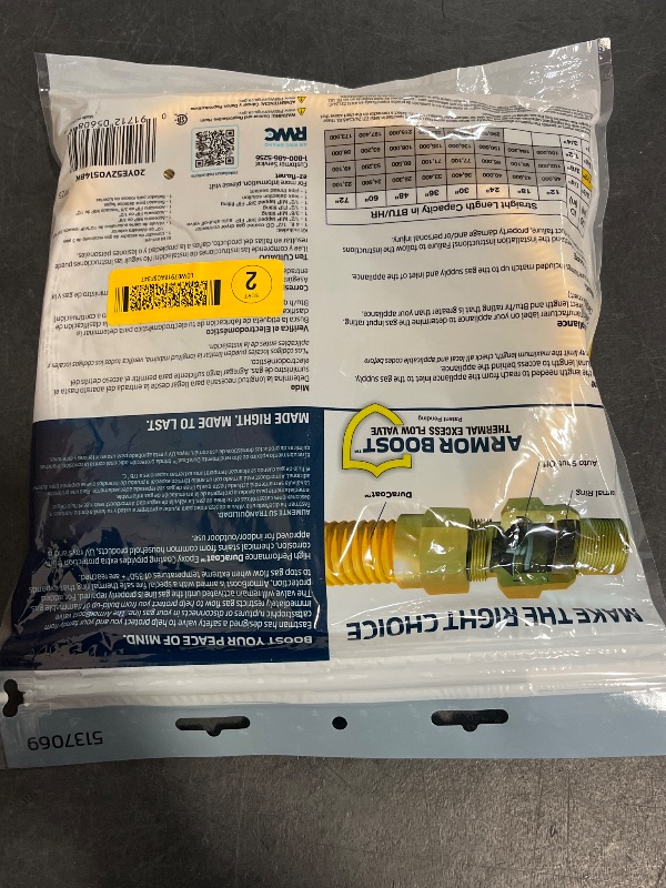 Photo 1 of EASTMAN 48-in 1/2 -in MIP Inlet x 3/8 -in MIP Outlet Corrugated stainless steel Gas dryer connector
