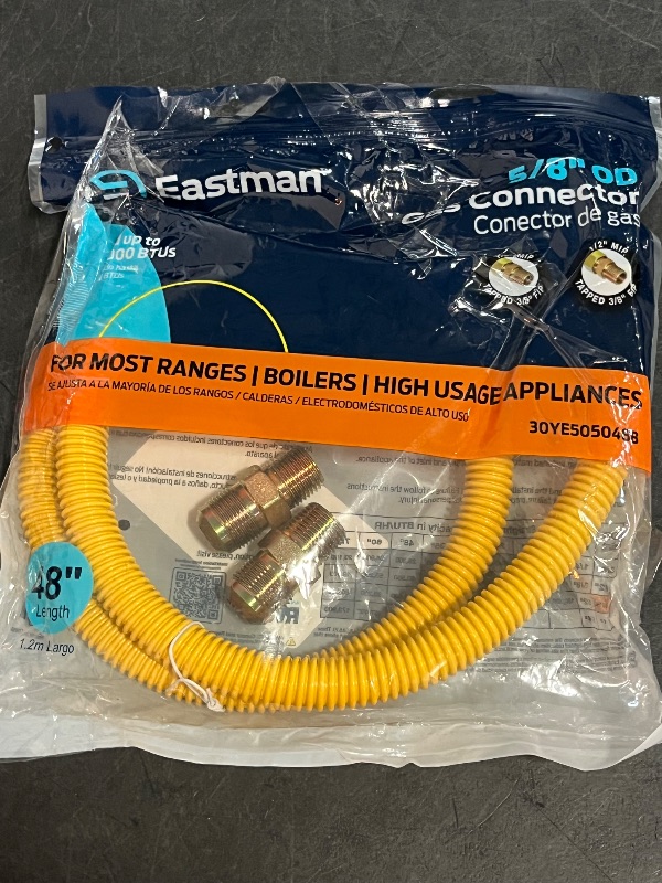 Photo 1 of EASTMAN 48-in 1/2 -in MIP Inlet x 1/2 -in MIP Outlet Stainless steel Gas connector
