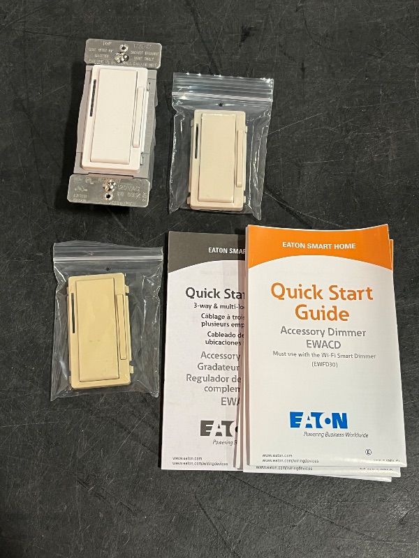 Photo 1 of Eaton Wi-Fi Smart Single-pole/3-way LED Decorator Companion Dimmer White/Light Almond/Ivory
