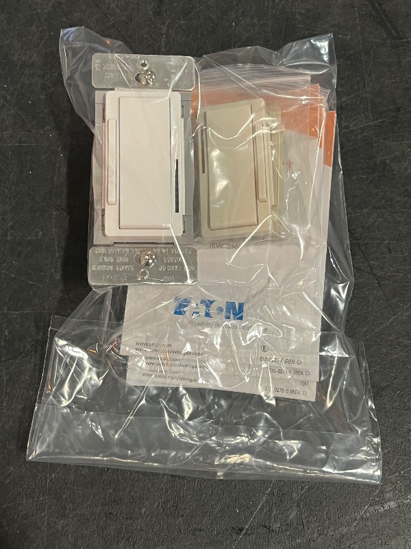 Photo 1 of Eaton Wi-Fi Smart Single-pole/3-way LED Decorator Companion Dimmer White/Light Almond/Ivory

