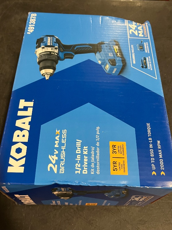 Photo 1 of Kobalt 24-volt 1/2-in Keyless Brushless Cordless Drill ( 1 -Batteries Included, and Charger Included )
