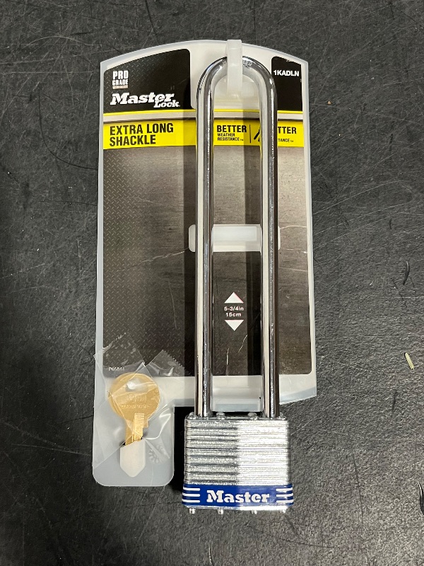 Photo 1 of Master Lock Outdoor Keyed Padlock, 1-3/4-in Wide x 5-3/4-in Shackle
