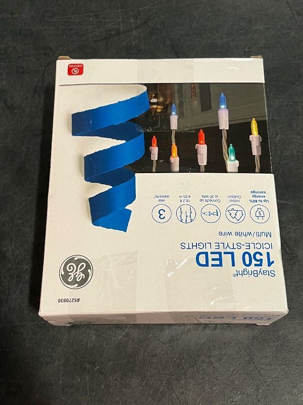 Photo 1 of GE StayBright 150 -Count Constant Multicolor LED Plug-In Christmas Icicle Lights
