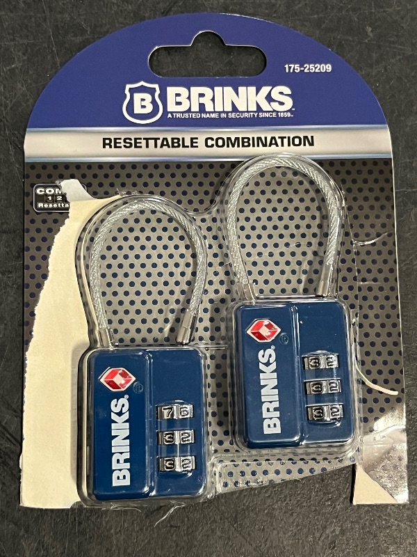 View 2 of Brinks TSA Combination Padlock, 1-1/4-in Wide x 2-1/4-in Shackle, TSA Accepted (2-Pack)
