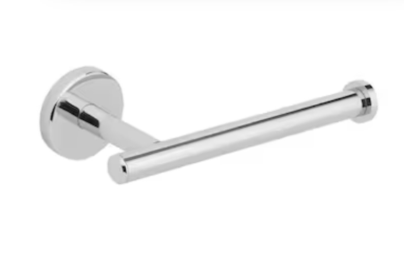Photo 1 of Allen + Roth Harlow Polished Chrome Wall mount Single post Toilet Paper Holder 1 -Rolls