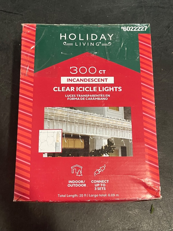 Photo 1 of Holiday Living 300 -Count Constant Clear Incandescent Plug-In Christmas Icicle Lights