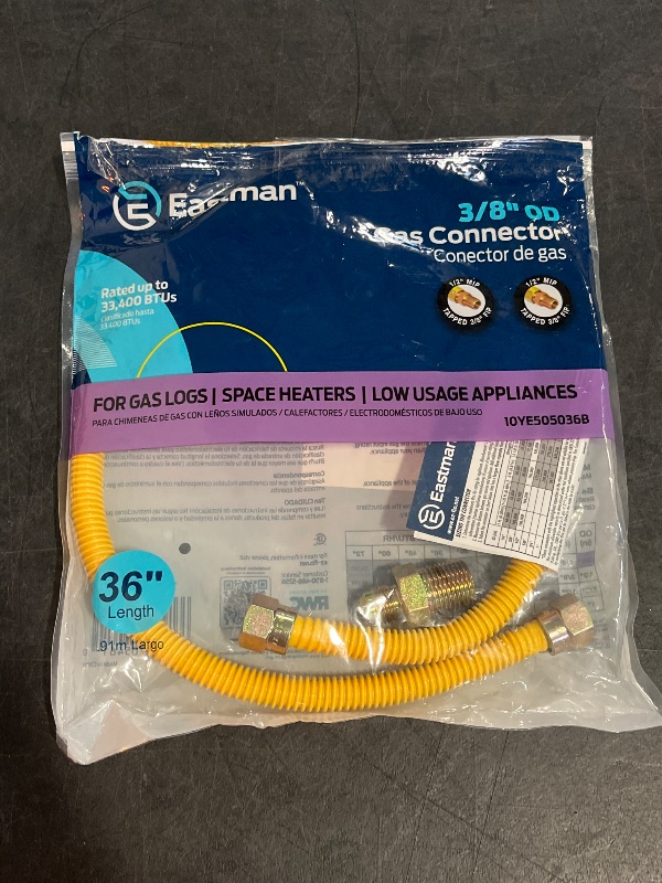 Photo 1 of EASTMAN 36-in 3/8" -in MIP Inlet MIP Outlet Stainless steel Gas connector
