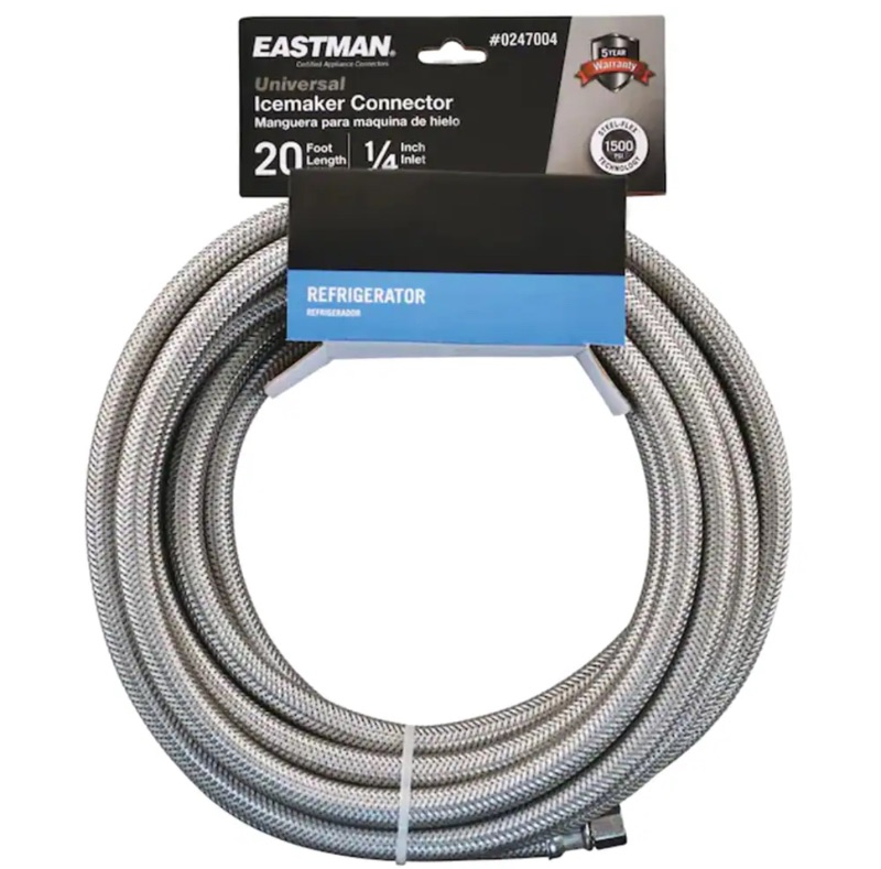 Photo 1 of EASTMAN 20-ft 1/4 -in Compression Inlet x 1/4 -in Compression Outlet Stainless steel Ice maker connector
