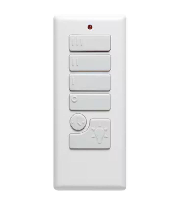 Photo 1 of Harbor Breeze Universal 4.72-in 3 -Speed 3 -Setting White Plastic Indoor/Outdoor Slope Ceiling Compatible Handheld Ceiling Fan Remote with Receiver Included
