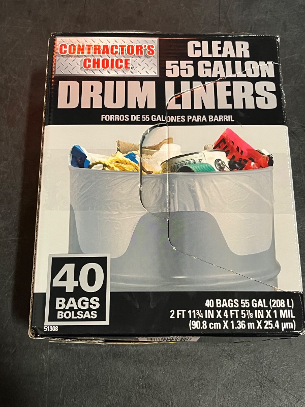 Photo 1 of Contractor's Choice Contractor 55-Gallon Scent free Clear Outdoor Plastic Construction Flap Tie Trash Bag 40 -Count
