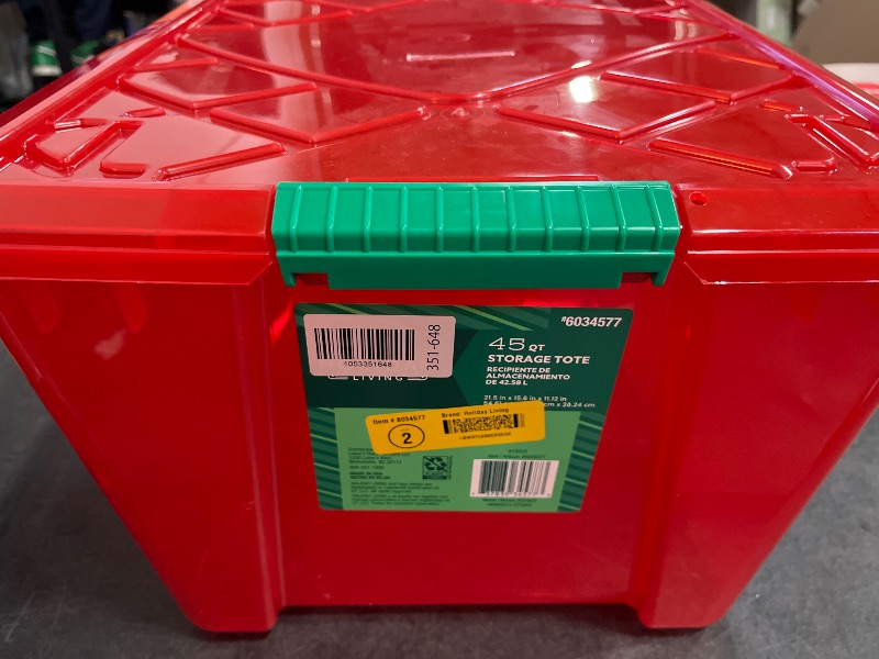 Photo 1 of Holiday Living Greenmade Medium 11.25 -Gallons ( 45 -Quarts ) Red Stackable Tote with Latching Lid