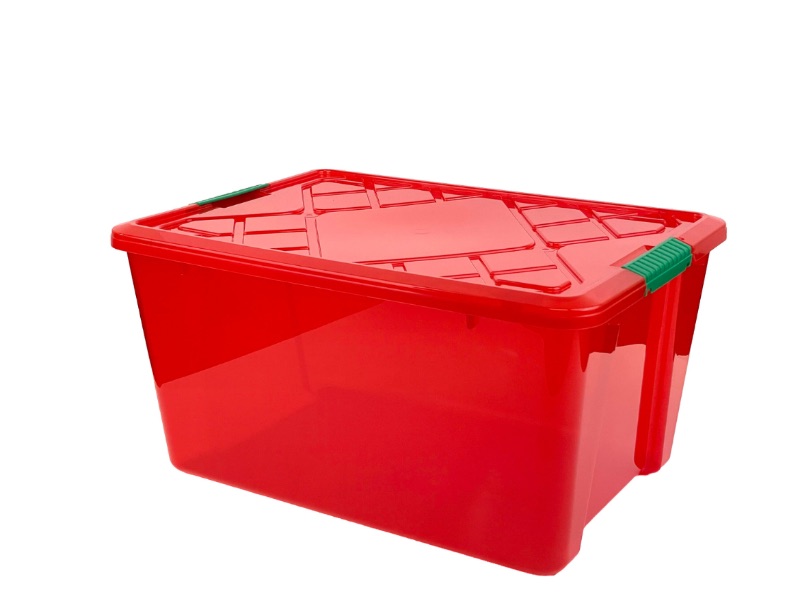 Photo 1 of Holiday Living Greenmade Medium 11.25 -Gallons ( 45 -Quarts ) Red Stackable Tote with Latching Lid
