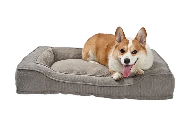 Photo 1 of Heart & Herd Rectangular Twill Tan Polyester Bolster Dog Bed ( Medium )
