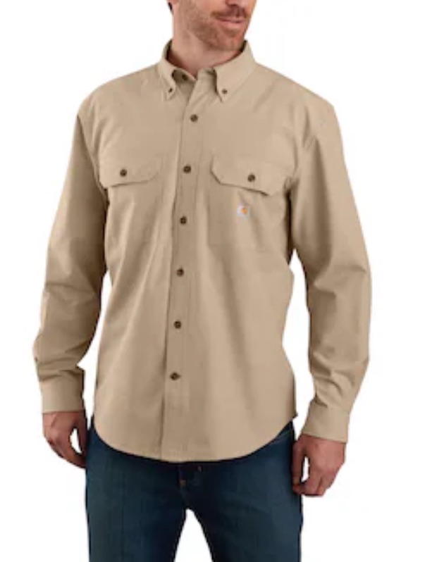 Photo 1 of (L) Carhartt Men's Brown Medium weight Chambray Long sleeve Solid Button-down shirt ( Large )
