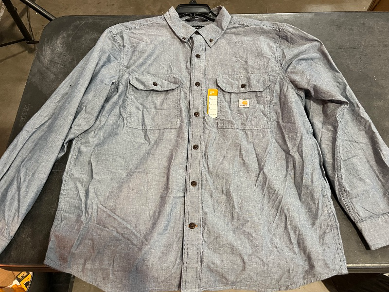 Photo 1 of (L) Carhartt Men's Blue Medium weight Chambray Long sleeve Button-down shirt ( Large )