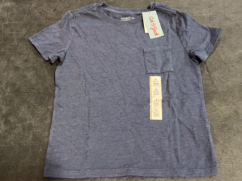 View 2 of (S) Boys' Short Sleeve Washed Pocket T-Shirt - Cat & Jack™ Navy Blue S