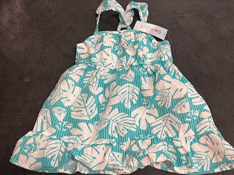 View 2 of 3T Toddler Girls' Palm Printed Tank Dress - Cat & Jack™ Turquoise Blue 3T
