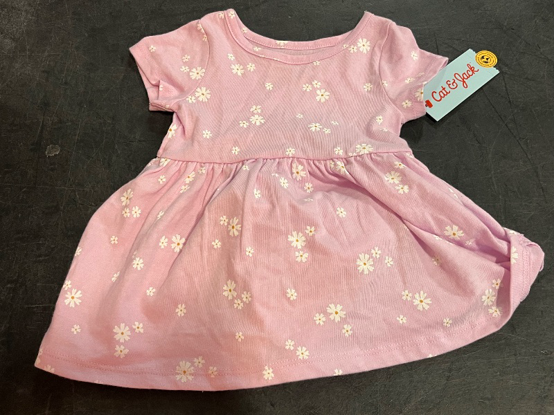 View 2 of 12M Toddler Girls' Floral Short Sleeve Dress - Cat & Jack™ Light Purple 12M
