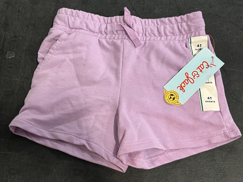 Photo 1 of 4T Toddler Girls' Knit Shorts - Cat & Jack™ Lilac Purple 4T: Mid-Rise, French Terry, Elastic Waistband
