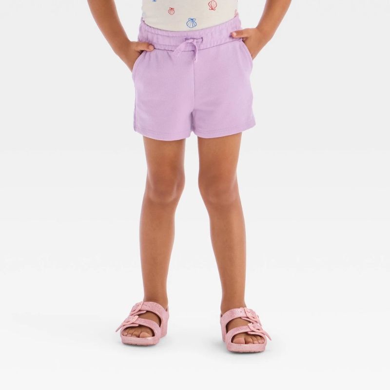 Photo 1 of 4T Toddler Girls' Knit Shorts - Cat & Jack™ Lilac Purple 4T: Mid-Rise, French Terry, Elastic Waistband
