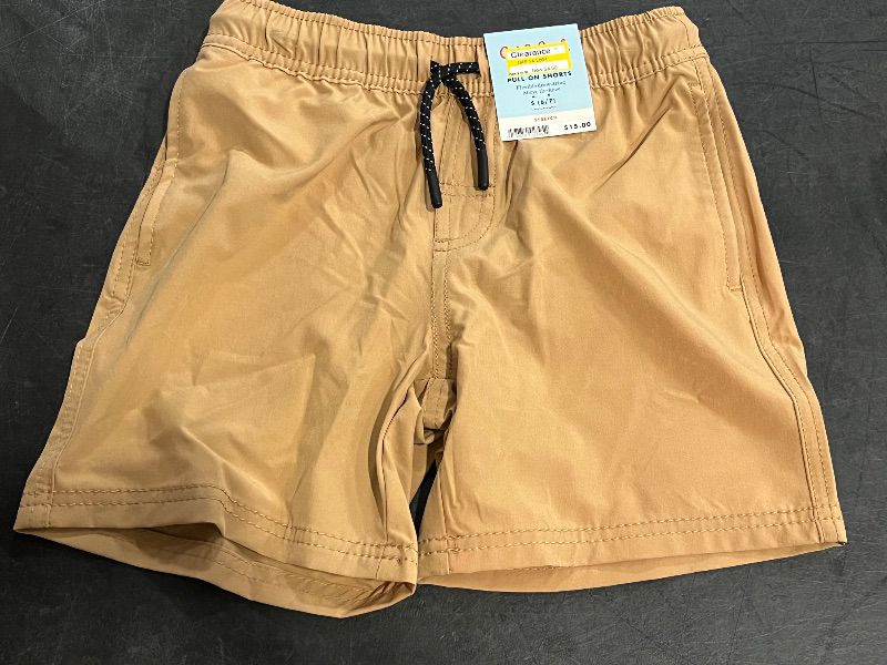 Photo 1 of (S) Boys' Quick Dry 'Above the Knee' Pull-on Shorts - Cat & Jack™ Tan S: Lightweight Poplin, Mid Rise, Stretch Fabric