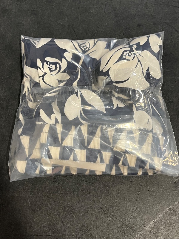 Photo 1 of (M) Women's High-Rise Satin Pull-on Shorts - a New Day™ Navy Blue Floral M: Elastic Waistband