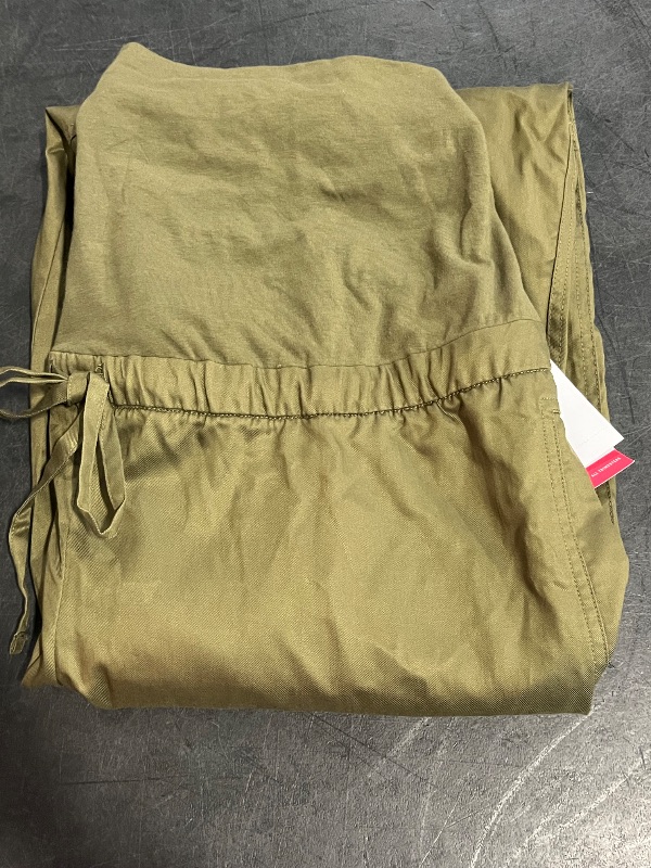 Photo 1 of (L) Over the Belly High-Rise Barrel Leg Chino Maternity Pants - Isabel Maternity by Ingrid & Isabel™ Olive Green L
