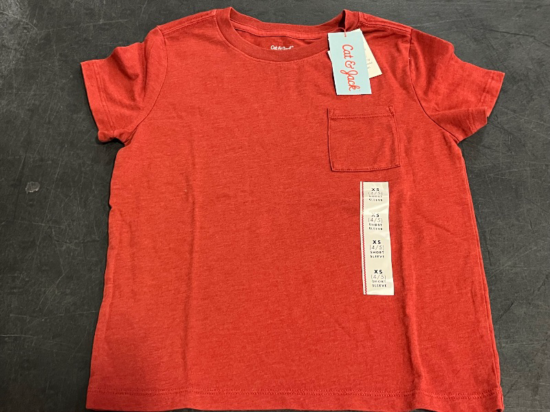 View 2 of (XS) Boys' Short Sleeve Washed Pocket T-Shirt - Cat & Jack™ Brick Red XS